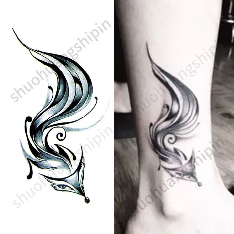 Label Tato Temporer Gambar Rubah / Gunung / Laut Model Klasik Untuk Lengan