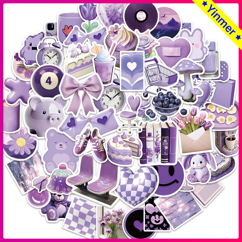 

COD✨Kartun Ungu Stiker Grafiti Sederhana Stiker Grafiti Sederhana Dekorasi Tablet Gitar Pribadi Stiker Tahan Air-Yinmer