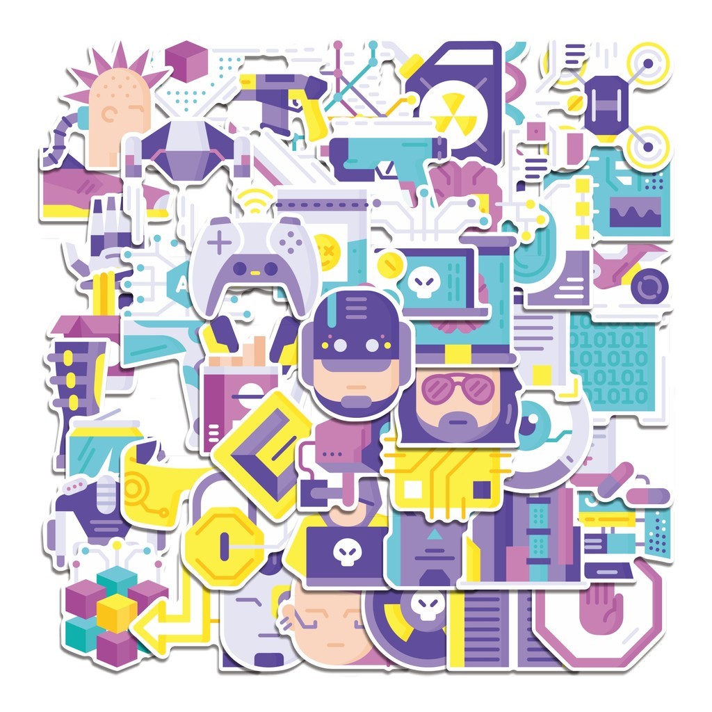 

COD 50 Pcs Stiker Cyberpunk Lucu Anti Air Untuk Dekorasi Notebook Sepeda Skateboard Handphone