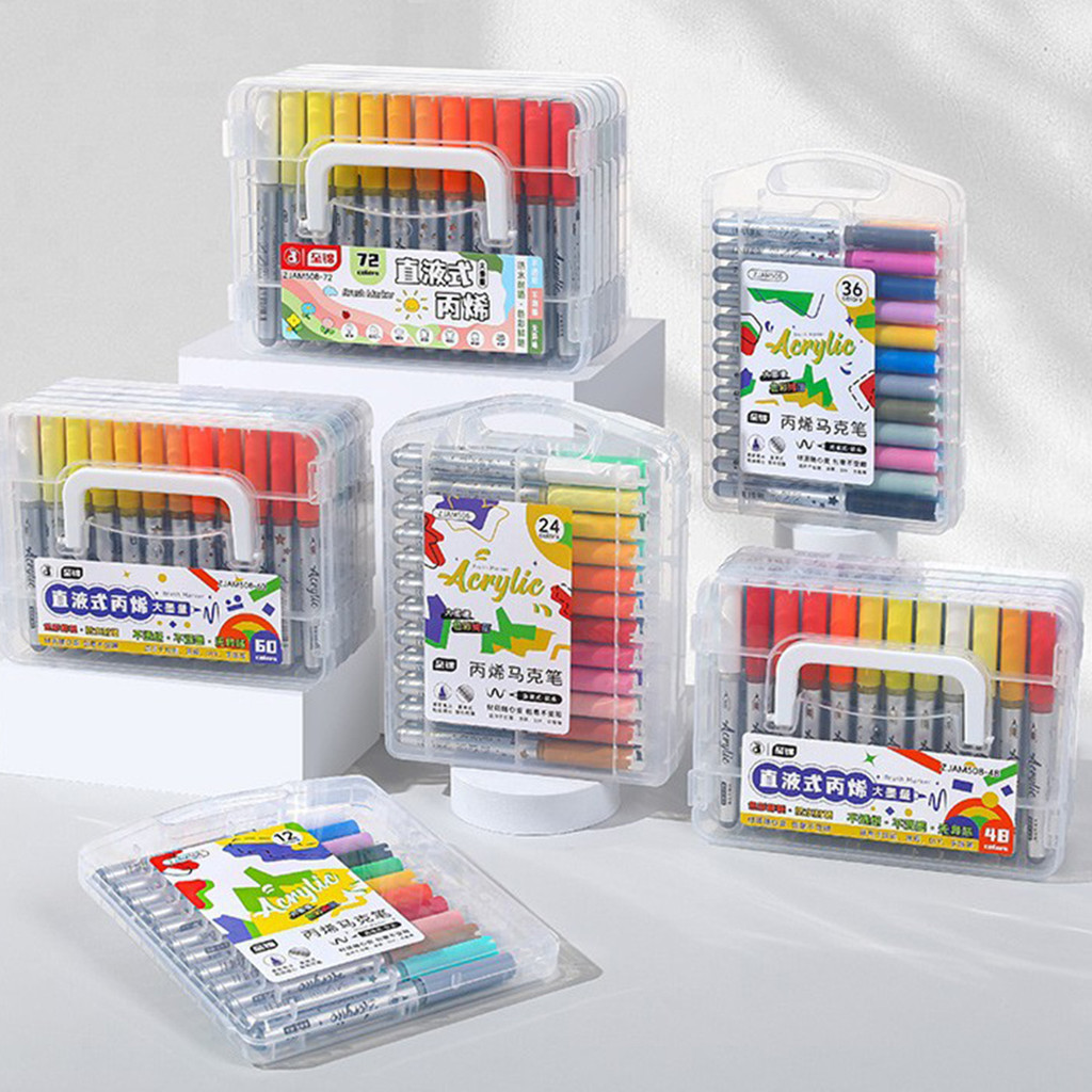 

12-84 Colors Upgrade Acrylic Paint Pens Markers Brush Tip Paint Markers For Rock Painting Wood Canvas Stone DIY Crafts Stationer