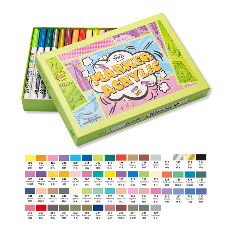 

Acrylic Marker Set 84 Colors Brush Pens for Card Making Rock Painting Album Scrapbook Metal Wood Ceramic Glass Art Supplies