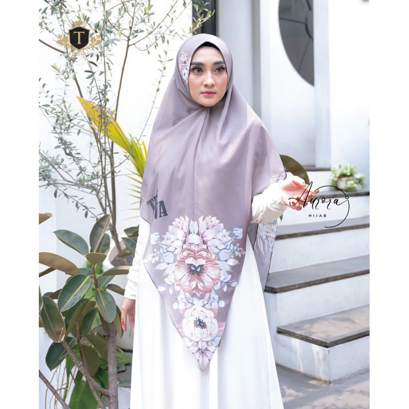 COD THEWA Kerudung/Khimar/hijab “PRINTING POLOS ( Aurora)''Jumbo OVAL 2 LAYER  CERUTY