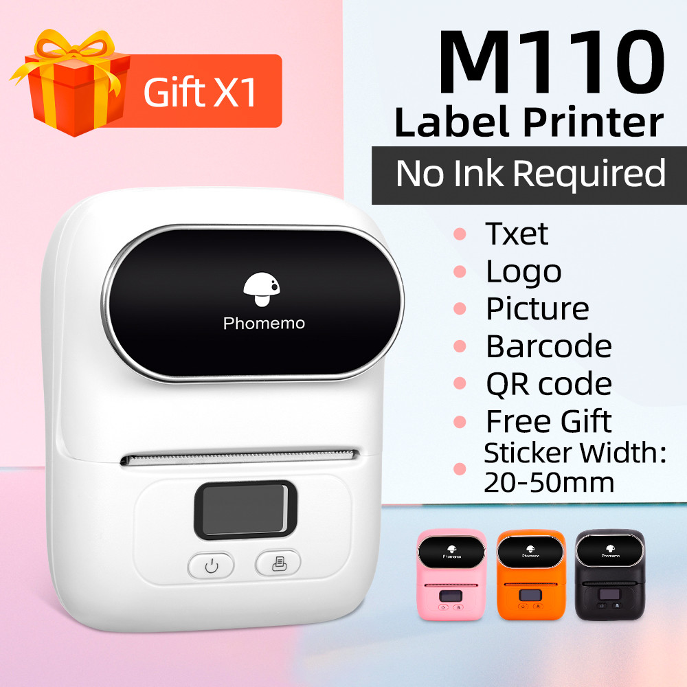 

【Dropshipping Proce】Phomemo M110 Thermal Label Printer Wireless Portable Inkless BT Label Printer Use Self Adhesive Labels Paper