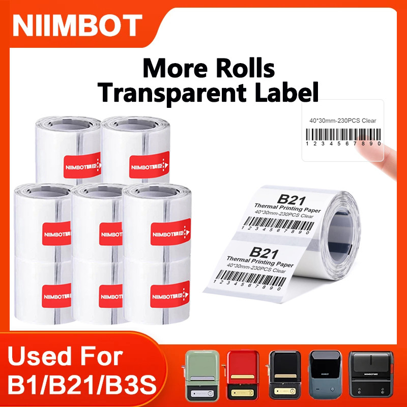 

Niimbot Transparent Label Printer More Rolls Stickers Printer Thermal Label Waterproof Stickers Fast Printing For B1/B21 NEW