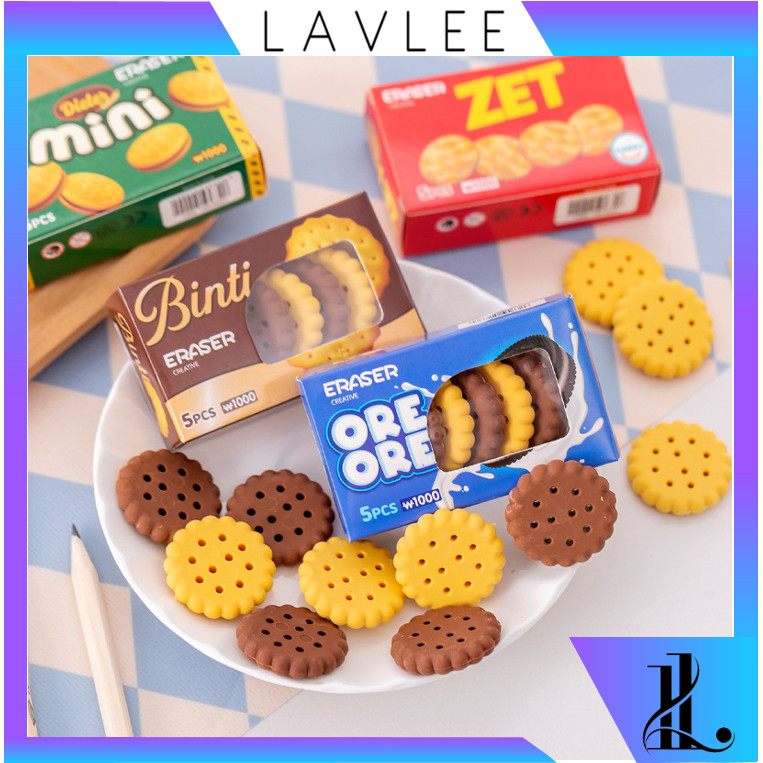 

LAVLEE - S6299 Penghapus 5 in 1 Bentuk Biskuit / Biscuit Eraser For Pencil / Penghapus Pensil Motif Cookies / Eraser Biskuit 5 in 1