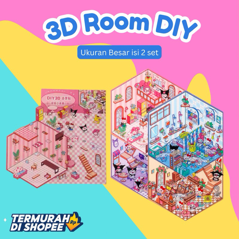 

Stiker Set 3D DIY LANDSCAPING SANRIO isi 2 / DIY 3d room sticker / menempel sticker 3d