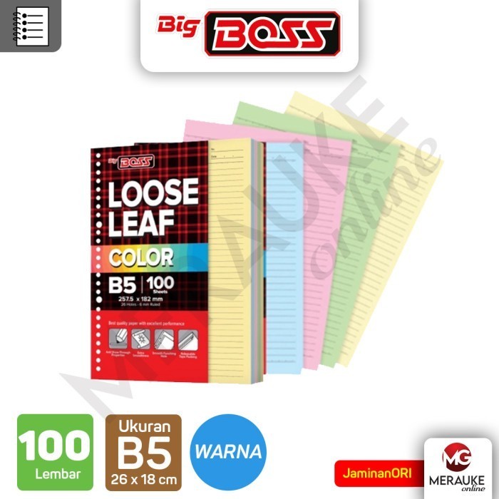 

BigBoss Loose Leaf Warna Garis Ukuran B5 Isi 100 Lembar