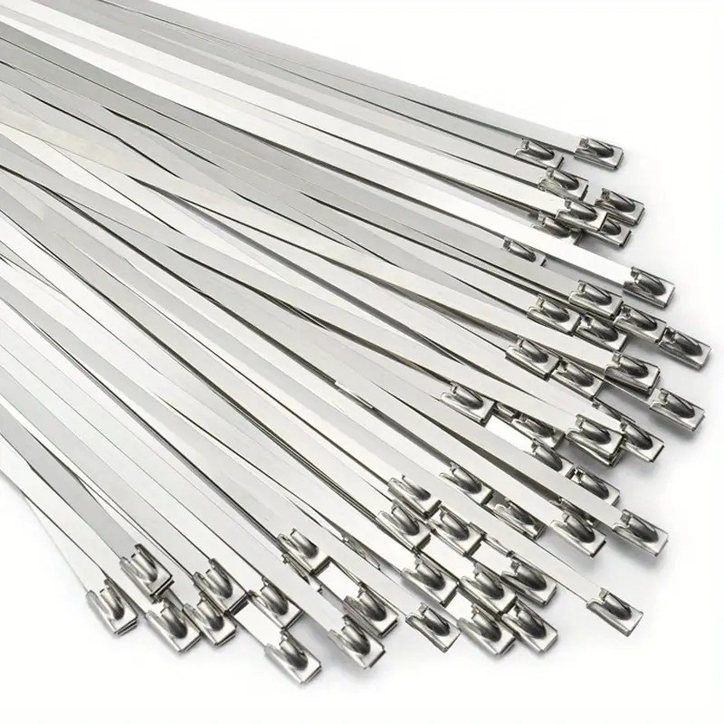 

100/50Pcs Stainless Steel Cable Ties 4.6mm Heavy Duty Self-Locking Cable Zip Tie Multi-Purpose Metal Exhaust Wrap Locking Ties