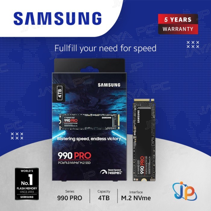 Samsung SSD 990 PRO M.2 Pcie Gen4 Nvme 4TB - M2 4 TB