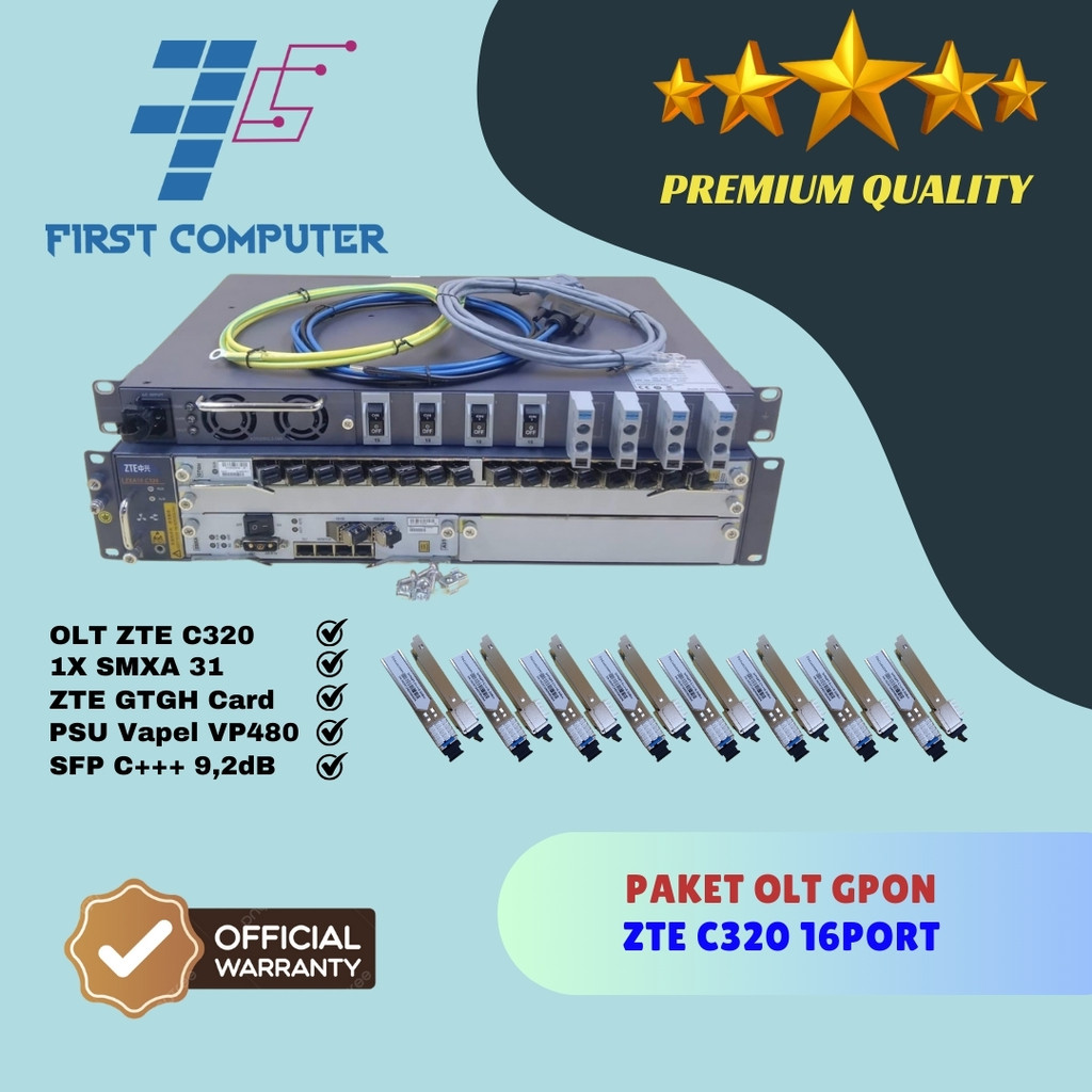 Paket OLT ZTE C320 GTGH 16Port UPLINK 10G PSU Vapel With SFP 9,2dB