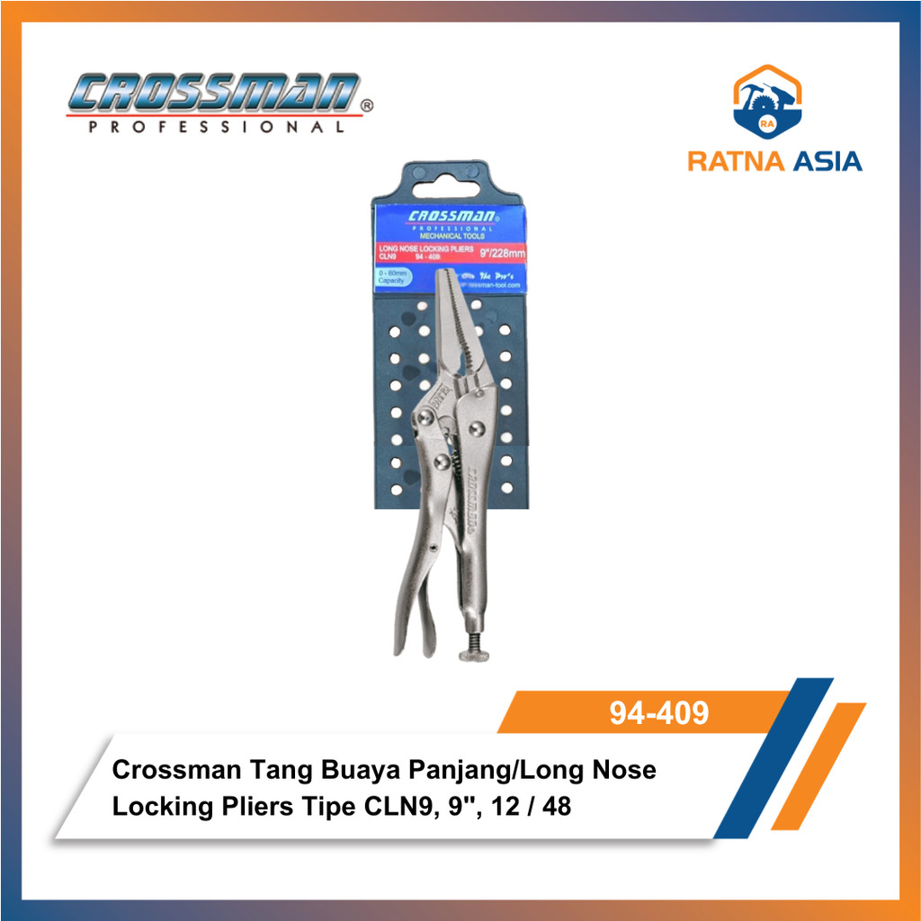 Crossman 94-409 Tang Buaya Panjang 9 Inci Long Nose Locking Pliers Tipe CLN9 9" 12/48
