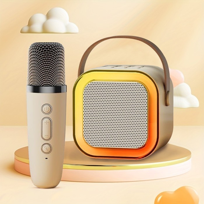 OLAV Mini Speaker Bluetooth Karaoke With 2 Microphone K12 Portable Bluetooth Audio Wireless Karaoke 