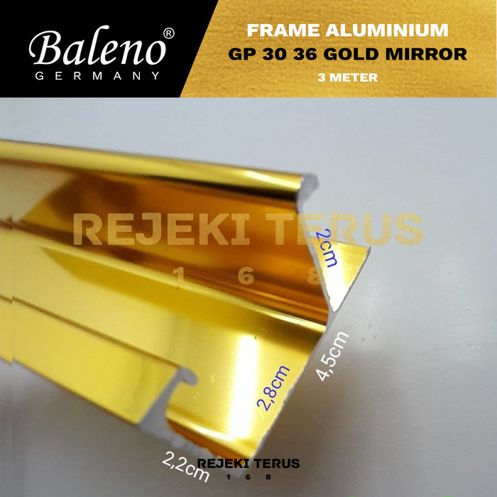 Tarikan Handle Aluminium Panjang Profil Lis Frame List GP 30 36 Gold Mirror