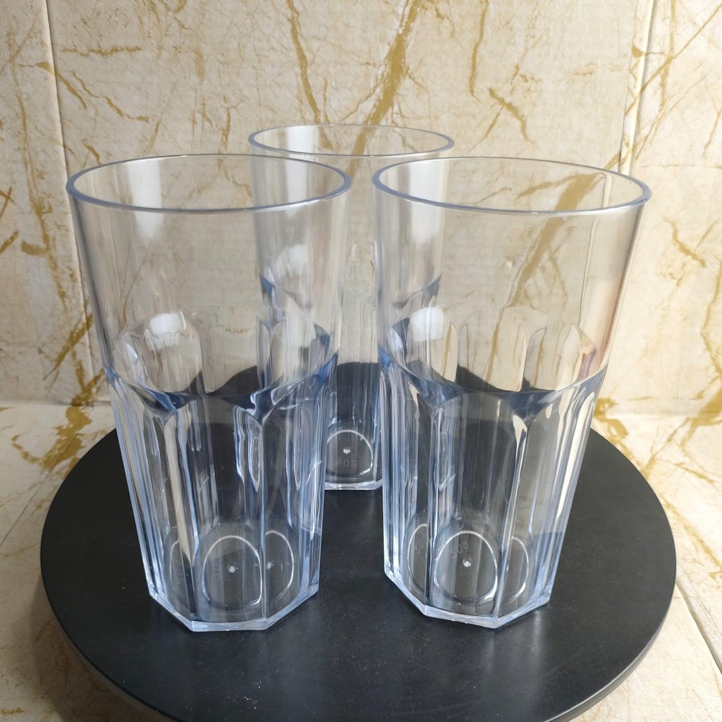 3PCS Gelas Shaker Pint Tumbler Beverage 600ML Glass Cafe Tinggi Besar Ukuran Jumbo Kaca Plastik Minu