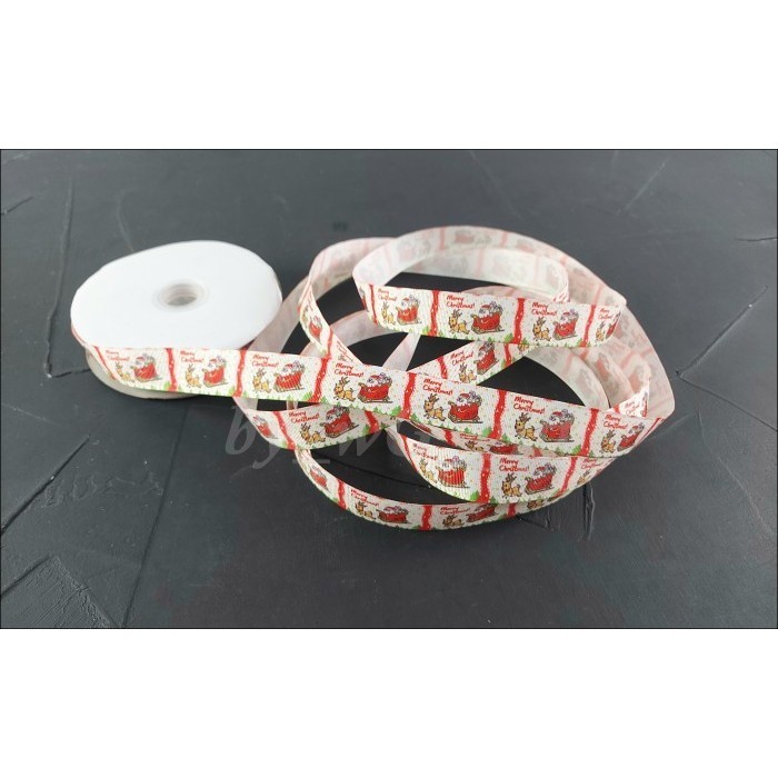 

Pita Natal -Grossgrain ; Lebar 2.5 cm ; Motif Santa Claus