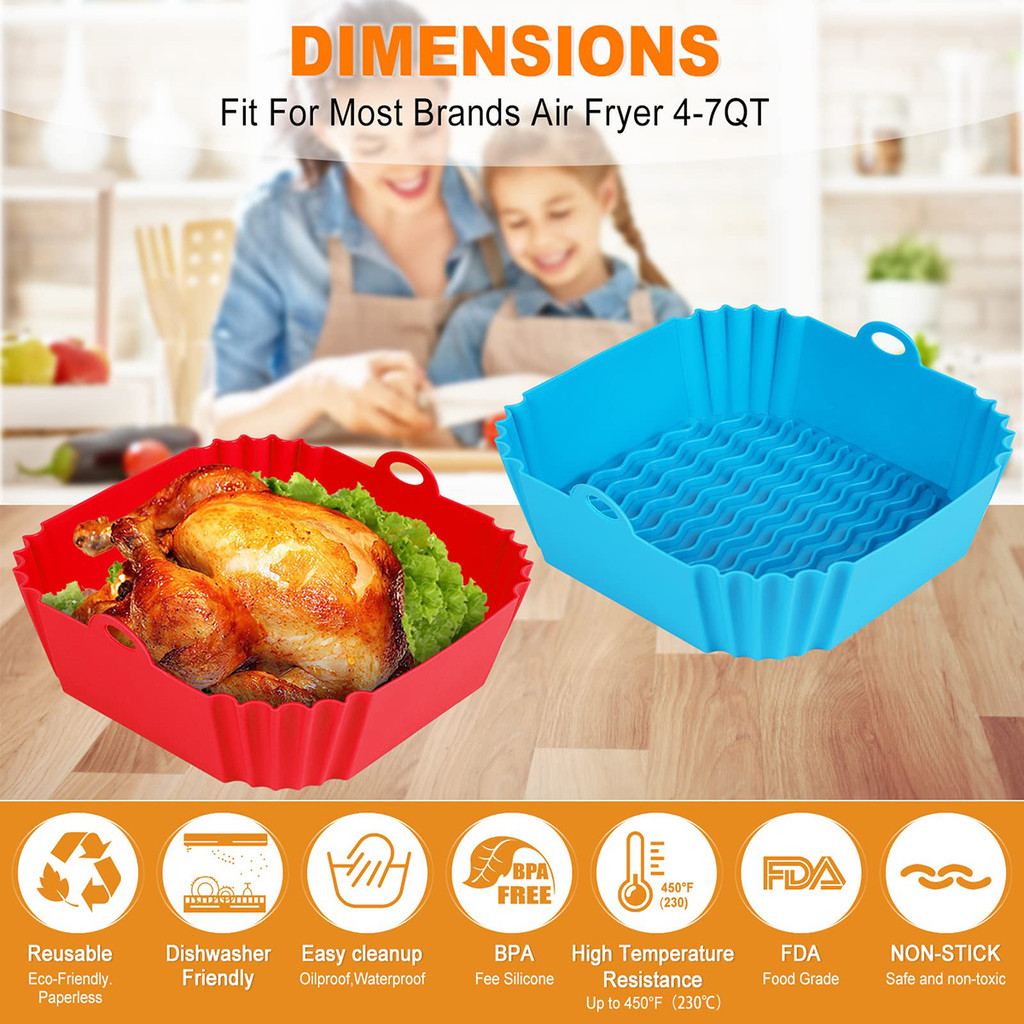 Air Fryer Accessories,Square Silicone, Air Fryer Liners, Reusable, Oven Microwave Accessories, Air F