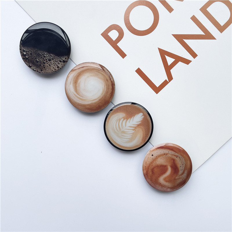 Retro Coffee Universal Folding Mobile Phone Grip Holder Socket Pocket Support for IPhone 15 Finger R