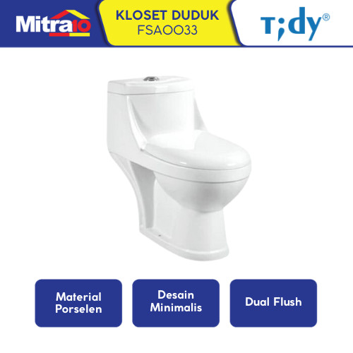 Kloset Duduk Tidy FSA0033 One Piece 37x70cm Putih - Closet