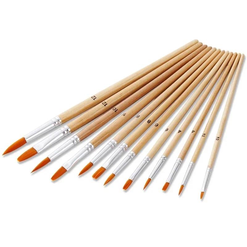 

12Pcs Paint Brush Log color Nylon Hair Oil Painting Brushes Set for Watercolor Acrylic Drawing art Supplie кисти для рисования