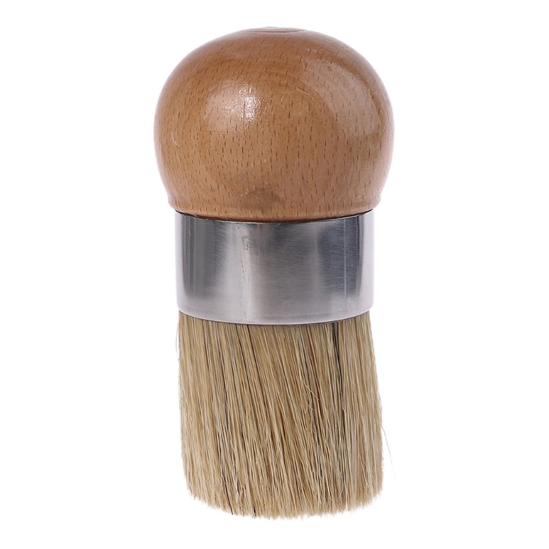 

Round Chalk Paint Wax Brush Ergonomic Wood Handle Natural Bristle Brushes Furniture DIY Painting Waxing Tool