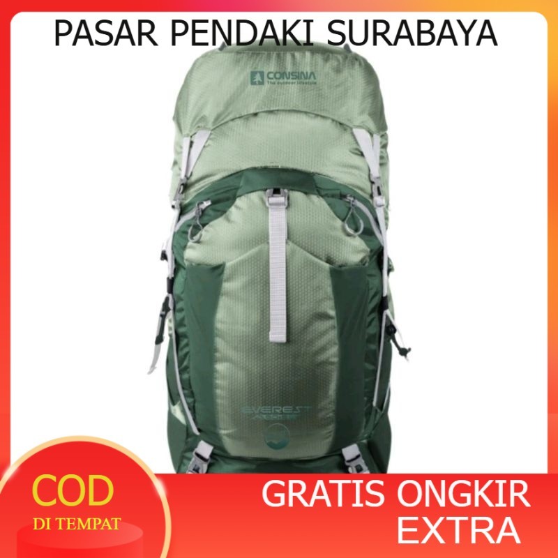 CONSINA. TAS CARRIER 60 LITER EVEREST BATH 3 + RAINCOVER MISTY SAGE