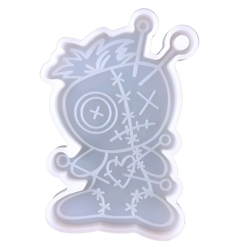 

R3MC Shiny Glossy DIY Naughty Doll Keychain Silicone Epoxy Resin Mold DIY Key Chain Pendant for Anniversary Birthday Gift