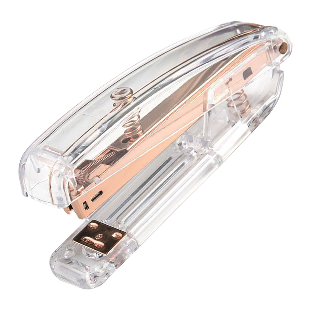 

Acrylic Transparent Stapler Simple Rose Gold Effort Saving Office Student Desktop Document Stapler School Home Supplies