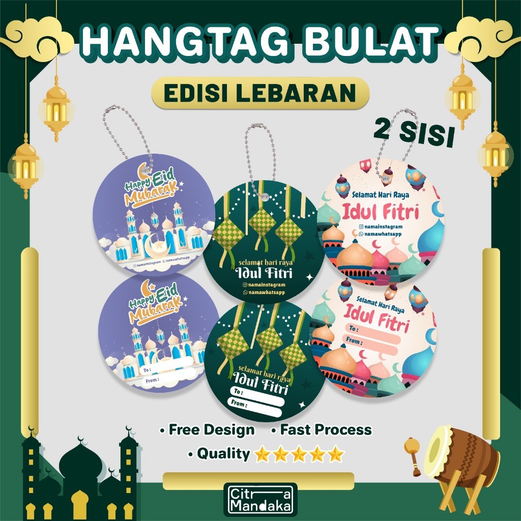 

UP - Hang Tag Bulat Idul Fitri 2 Sisi Lebaran Custom Free Design | Tag Hampers