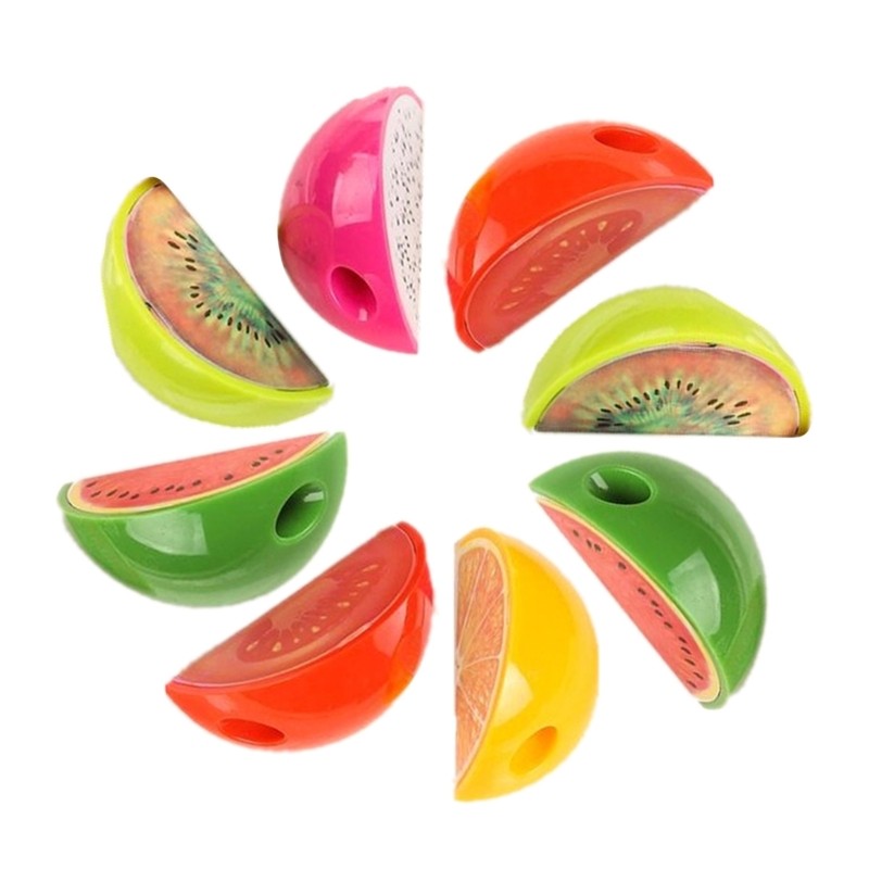 

8Pcs Fruit Pencil Sharpener with Cover Single Hole Sharpener for Boy Girl Adult Student School Office Random Styles
