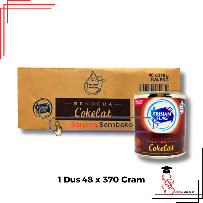 Frisian Flag Susu Kental Manis Cokelat 370 Gram - 1 Dus 48 Kaleng
