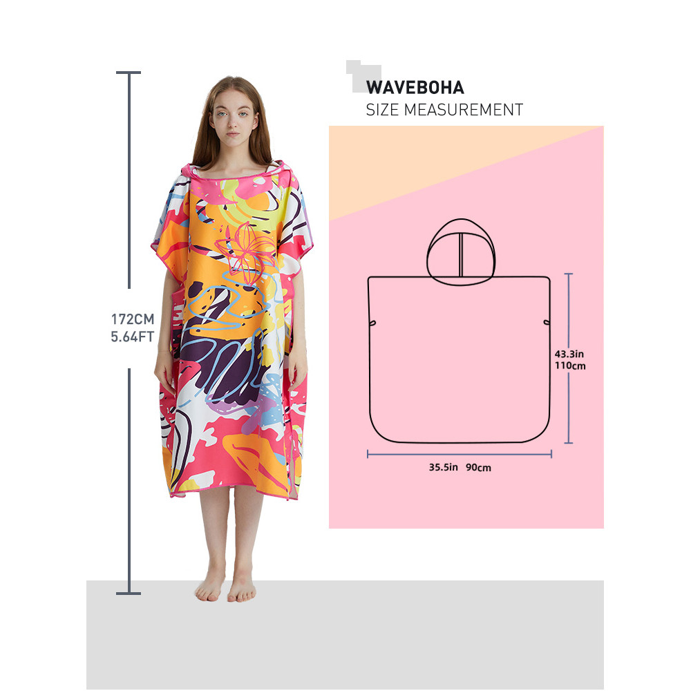 Surf Poncho Towel Poncho Quick-Dry Towel Hoodie Microfiber Beach Robe Changing Poncho Swim Towel Bea
