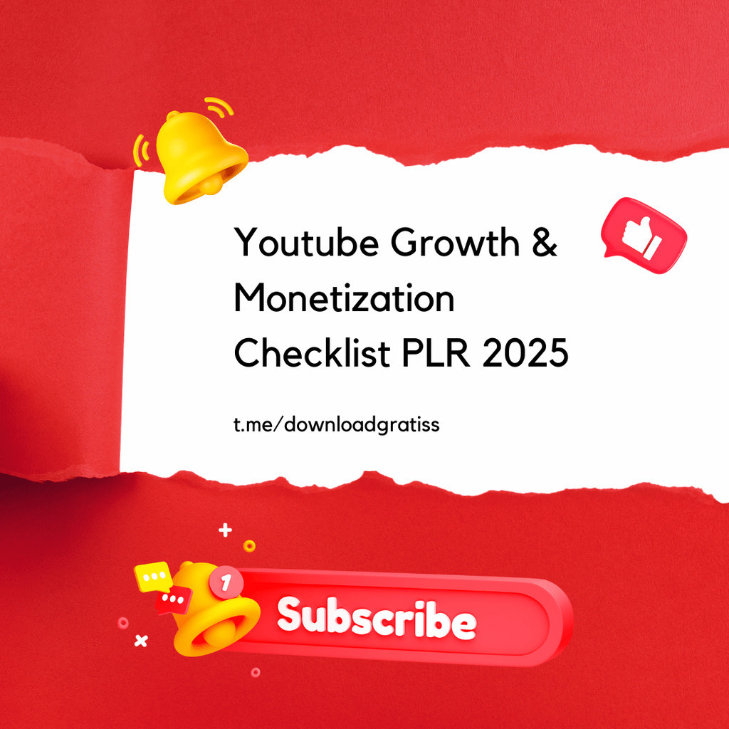Toolbisnis Youtube Growth & Monetization Checklist PLR 2025 - To Do List Ecourse Bisa Dijual Lagi