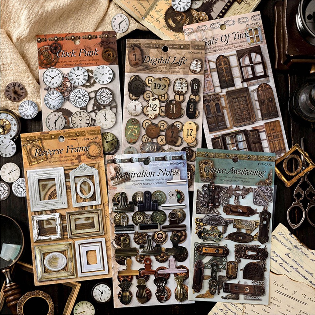 

2pcs/1lot Kawaii Scrapbook Sticker Museum of Old Copper Journaling Scrapbooking Planner Decorative Craft Stationery Sticker