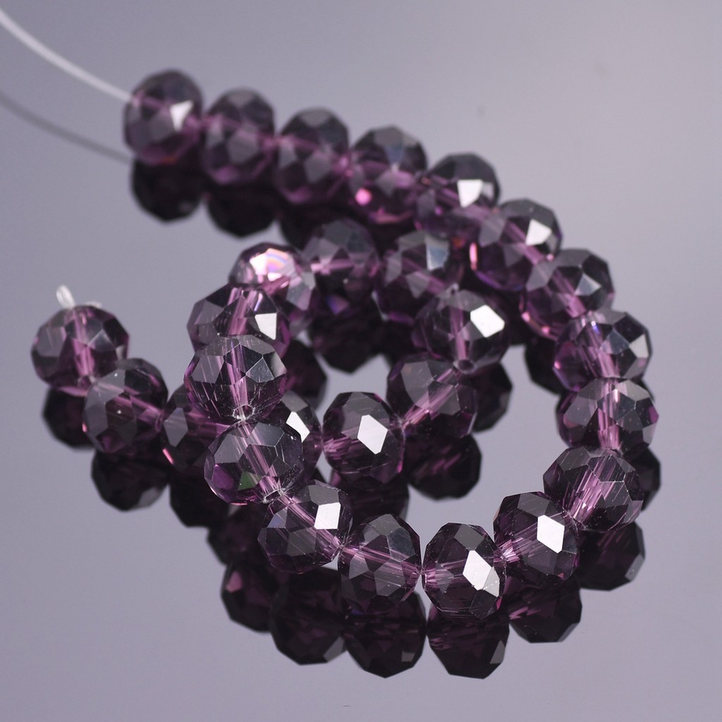 

Bluish Purple 3mm 4mm 6mm 8mm 10mm 12mm 14mm 16mm 18mm Rondelle Faceted Crystal Glass Loose Spacer Beads For Jewelry Making DIY