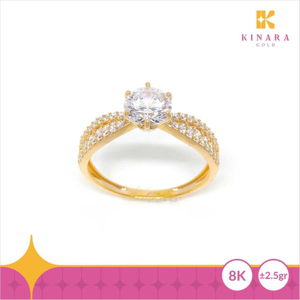 Cincin Emas Kuning Solitaire  8K - Kinara Gold