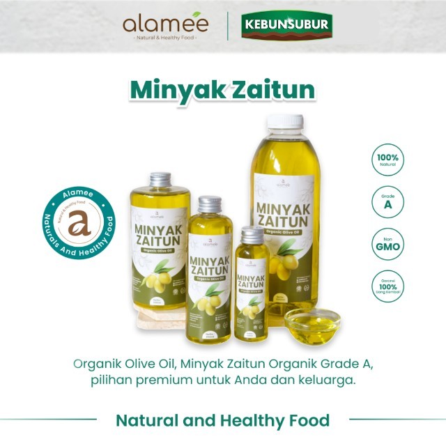 

ALAMEE Minyak Zaitun Untuk Diminum Olive Oil Extra Virgin Organic Organik Murni Asli Masak EVOO Kebunsubur
