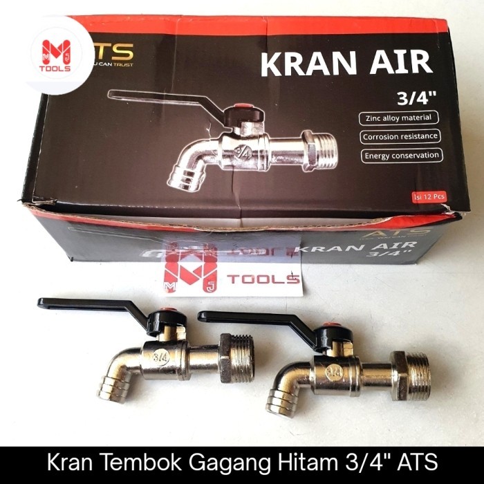 Kran Tembok Gagang Hitam 3/4" ATS - Kran Bola Gagang Hitam 3/4" - Kran Air Gagang Hitam Panjang ATS