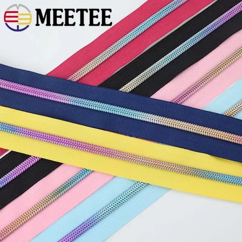

2-10Meters Meetee 5# Nylon Zipper Tape Colored Zippers Roll for Sewing Coat Luggage Repair Kit Garment Zip Accessories