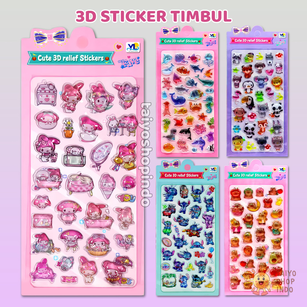 

TAIYO 3D Sticker Timbul Crystal Karakter Animal Kartun Planet Flower Stiker Dekorasi Aksesoris