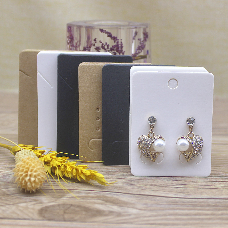

100PCS cardboard kraft paper/white/black earring packaging card 5x6.5cm 5x7cm for jewelry earring necklace display label card