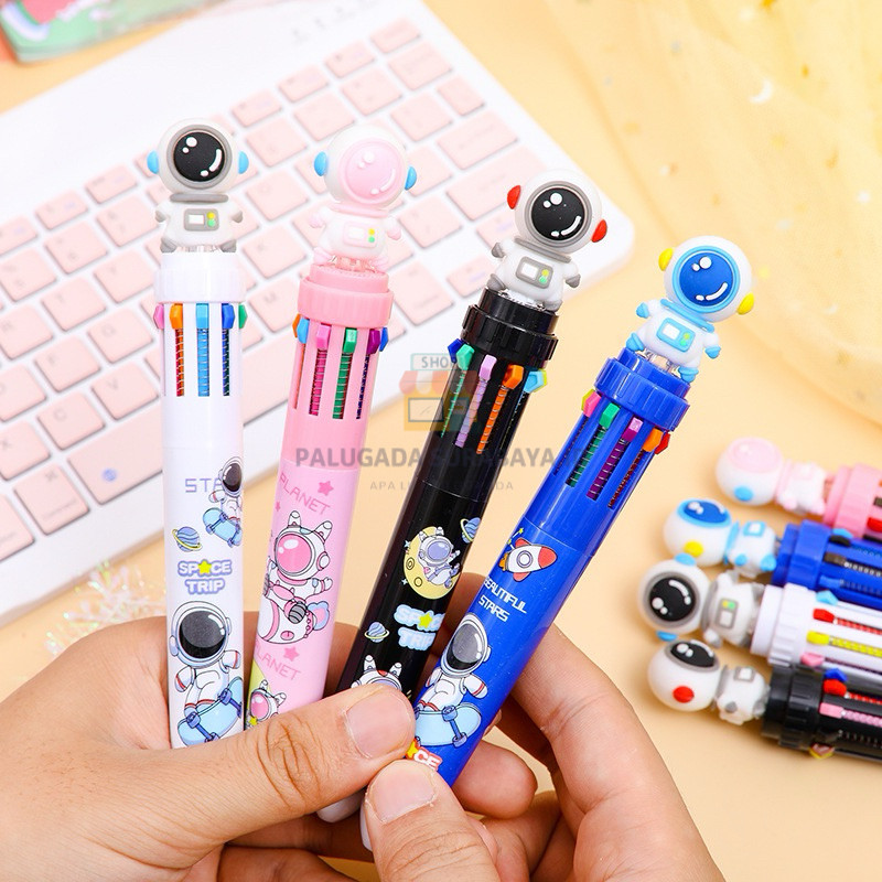 

⭐ PGS ⭐️ Ballpoint / Pulpen Mekanik 0.5 mm Multicolor 10 Warna Tinta Motif Astronot