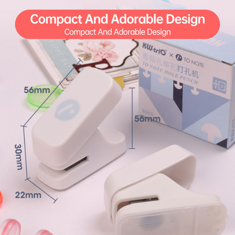 

KW-triO Mushroom Single Hole Punch Paper Puncher Mini DIY Cutter for A4 A5 B5 Notebook Scrapbook Diary Planner Calendars