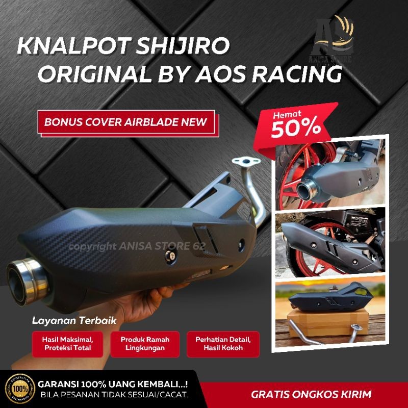 Knalpot Original Aos Racing Shijiro TB Vario Cover Airblade New Scoopy Beat Deluxe fi esp Karbu Mio 