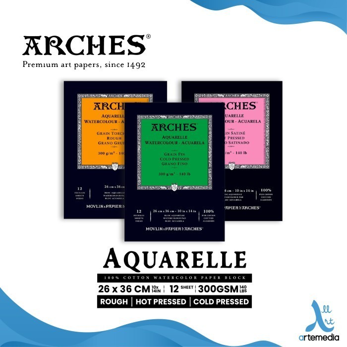 

Arches Aquarelle 26x36cm Watercolor Paper Block Kertas Cat Air