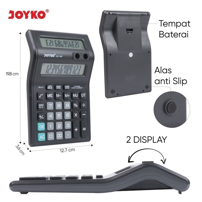 

Calculator Kalkulator Joyko CC-49 12 Digits Dual Screen Double Layar