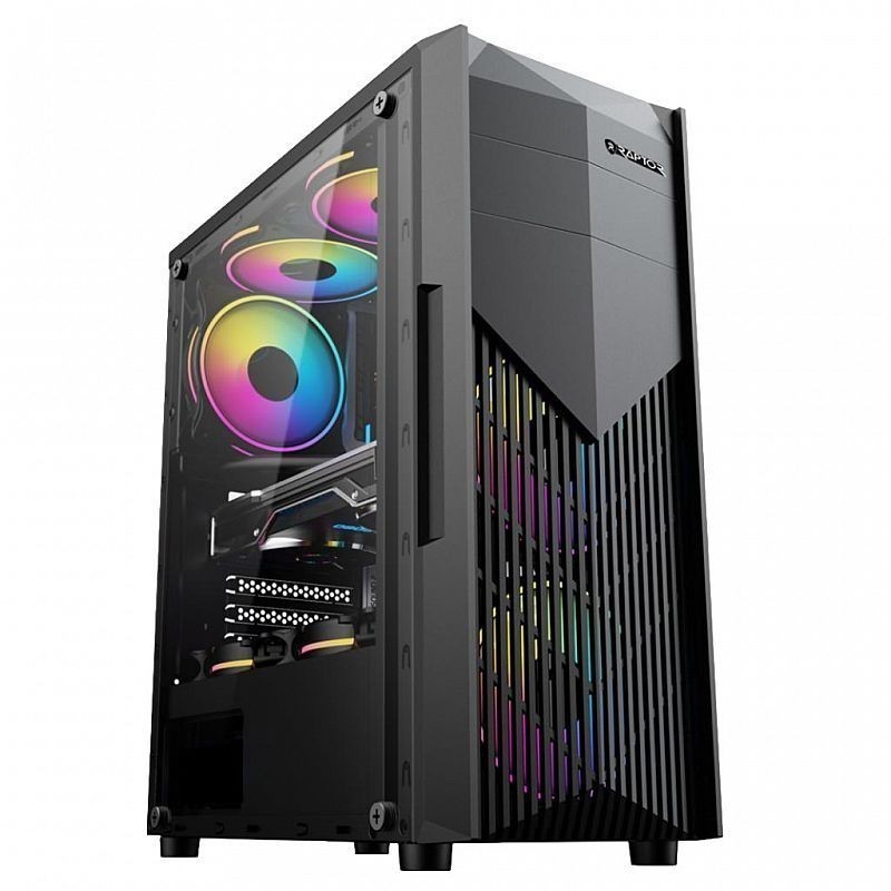 Casing PC Gaming Raptor 1650 + 2 Fan Case Komputer Tempered Glass GROSIR-KOMPUTER