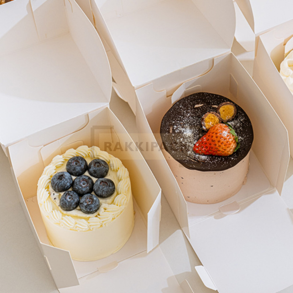 Box tutup karton ivory wadah dessert cake kecil