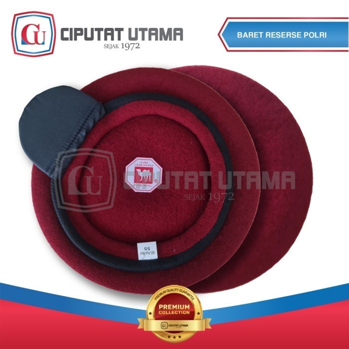 promo ✨ -BARET RESERSE RESKRIM SERSE POLRI  CAMEL / UNTA MERAH WOOL ASLI - 60, EMBLEM SAJA