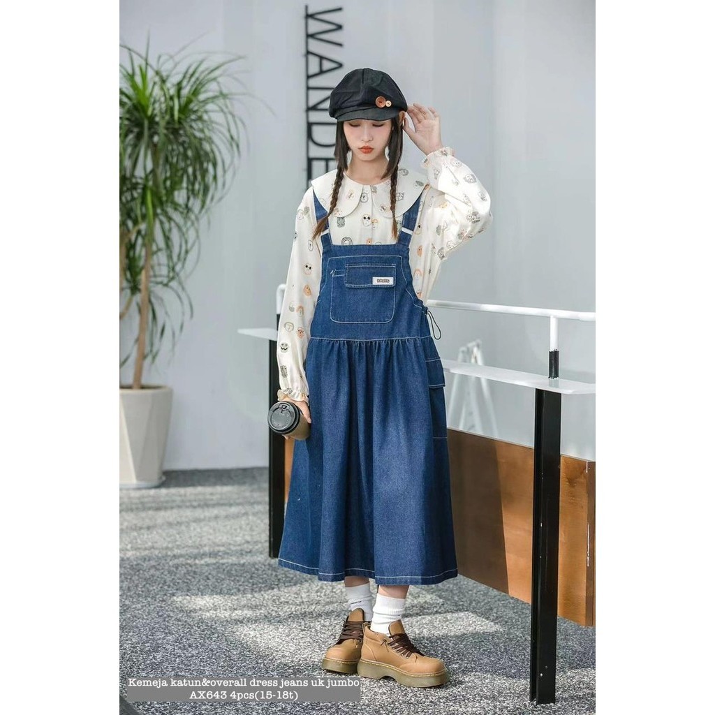 AX643 Kemeja Katun & Overall Dress Jeans