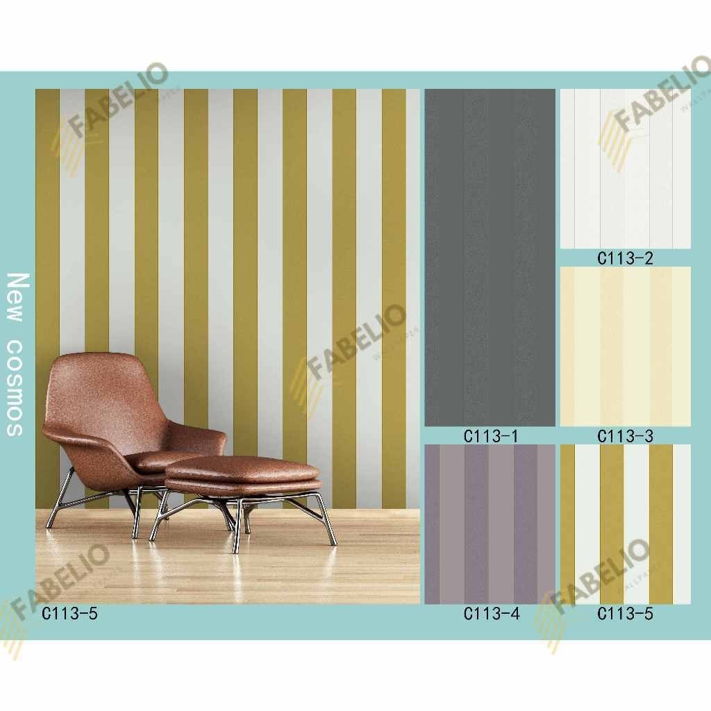 cosmos wallpaper dinding bahan kertas vinyl premium ukuran 53cm x10m per roll motif salur fabelio wallpaper
